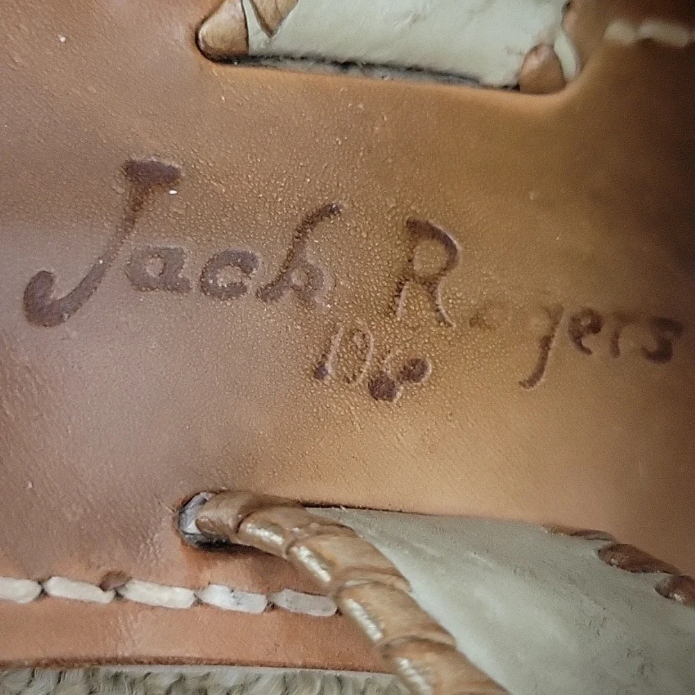 Jack Rogers White/Gold Sandals with Whipstitching - Picture 3 of 5